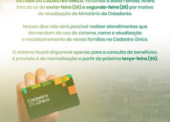 Assistência Social informa que sistema do CadÚnico está temporariamente fora do ar