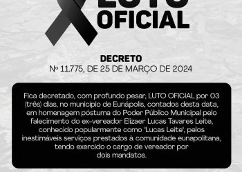Prefeitura de Eunápolis decreta luto oficial de três dias em memória do ex-vereador Lucas Leite