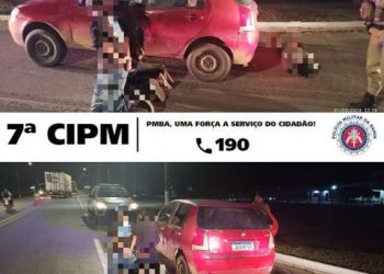 PM recupera carro roubado, prende assaltantes, e coloca todo mundo na chave.