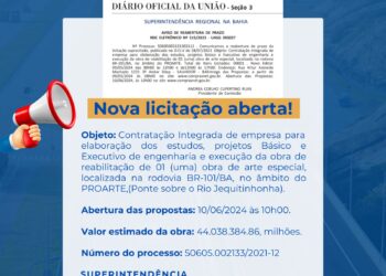 Governo abre licitação para construção de ponte.