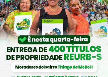 Prefeitura de Eunápolis entrega 400 títulos de propriedade no bairro Thiago de Mello II nesta quarta-feira