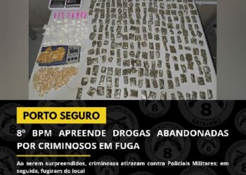 8° BATALHÃO APREENDE DROGAS, EM PORTO SEGURO. CRIMINOSOS FUGIRAM APÓS A CHEGADA DA PM