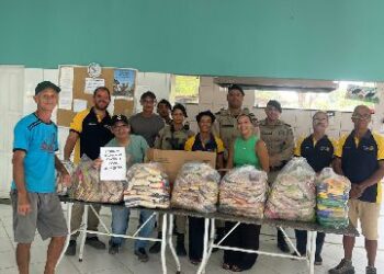 AÇÃO SOCIAL: Rondesp Extremo Sul e Rotary Club realizam doação de alimentos arrecadados na 1ª Corrida Rondesp Extreme Run