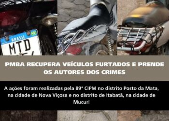 PMBA RECUPERA VEÍCULOS FURTADOS E PRENDE AUTORES DOS CRIMES