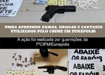 7ª CIPM APREENDE ARMA, SIMULACRO E DROGAS DURANTE DILIGÊNCIA EM EUNÁPOLIS