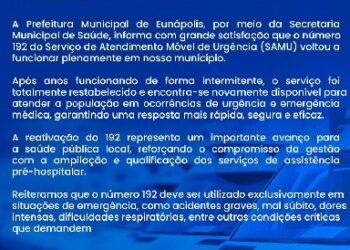 Saúde restabelece funcionamento pleno do SAMU em Eunápolis