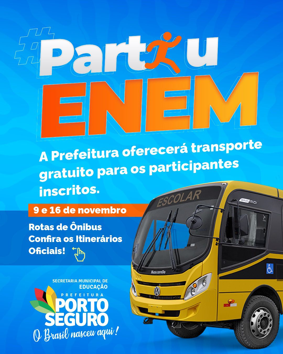Prefeitura de Porto Seguro oferece transporte gratuito para estudantes nos dias do ENEM