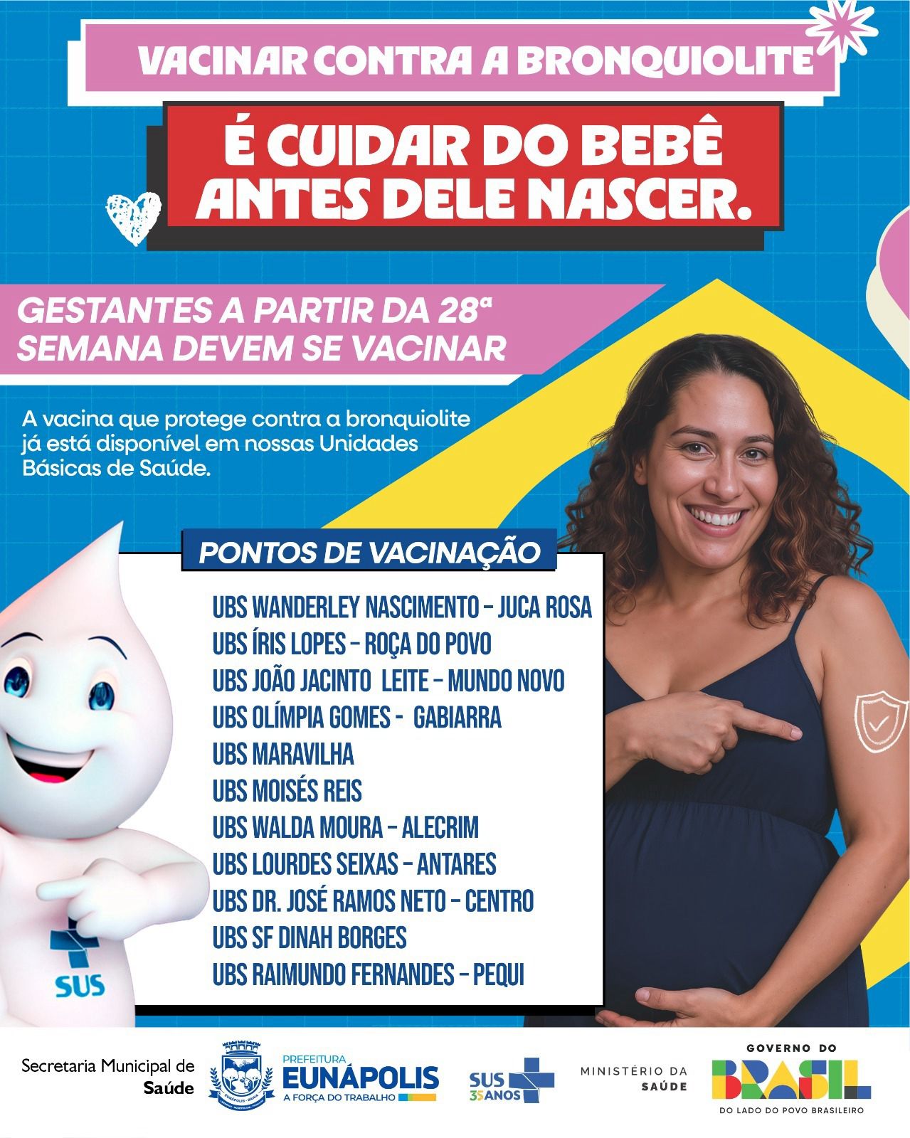 Eunápolis inicia vacinação contra bronquiolite para gestantes a partir da 28ª semana