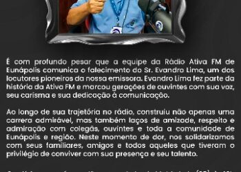 Nota de pesar da Câmara Municipal de Eunápolis pela morte do jornalista Evandro Lima Alves
