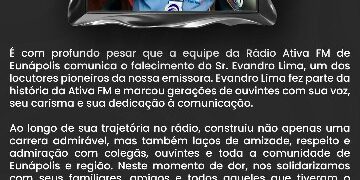 Nota de pesar da Câmara Municipal de Eunápolis pela morte do jornalista Evandro Lima Alves