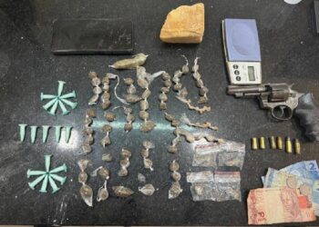 PMBA APREENDE DROGAS E ARMA EM EUNÁPOLIS