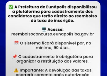 Prefeitura de Eunápolis garante devolução das taxas de inscrição do Concurso Público nº 001/2024