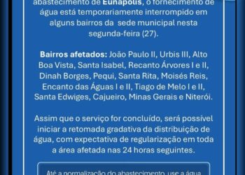 EMBASA AVISA FALHA EM FORNECIMENTO DE ÁGUA