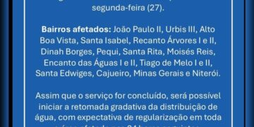 EMBASA AVISA FALHA EM FORNECIMENTO DE ÁGUA