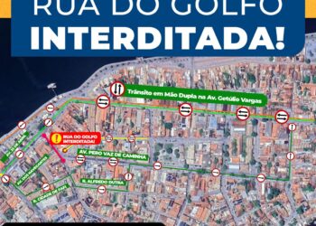 Rua do Golfo será interditada a partir de sábado, 11, para continuidade das obras de revitalização no Centro